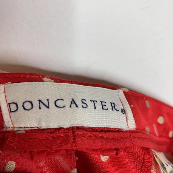 VINTAGE DONCASTER polka dot red white trousers high rise flat front rockabilly - Picture 6 of 11